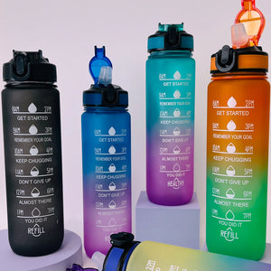 2024 New Water Bottles 32Oz Drinking Water Bottle Kettle for Student Sport Bottles Drinkware Drink Water Reminder Cup BPA FREE